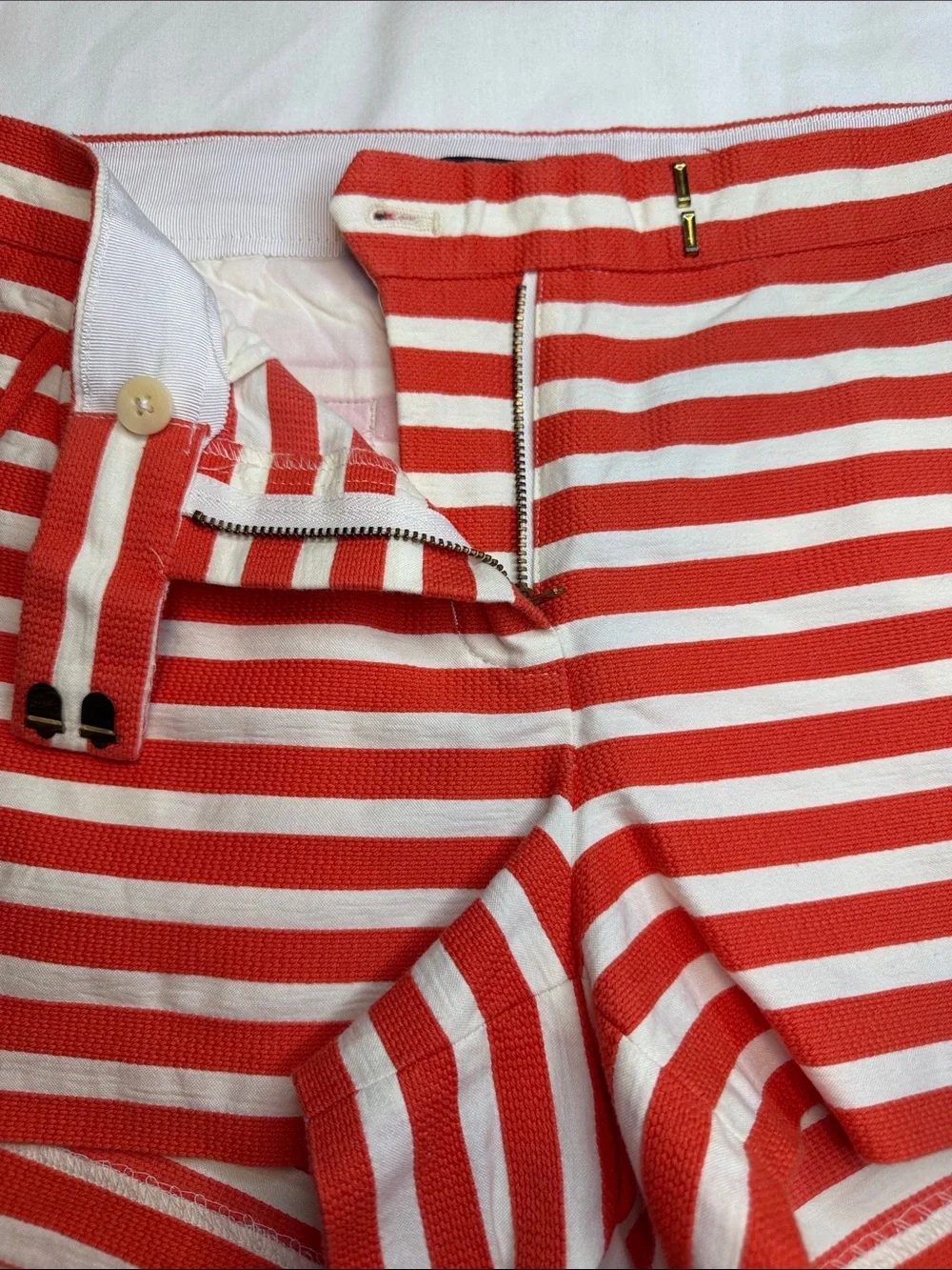J. Crew Orange and White Striped Athletic Shorts